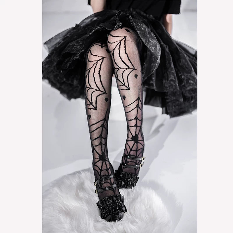 Heart of Crotot Lolita Socks for Women, Summer Mid-Calf, Glass-Silk Ultra-Thin Over-Knee Socks, Japanese Lolita Lace