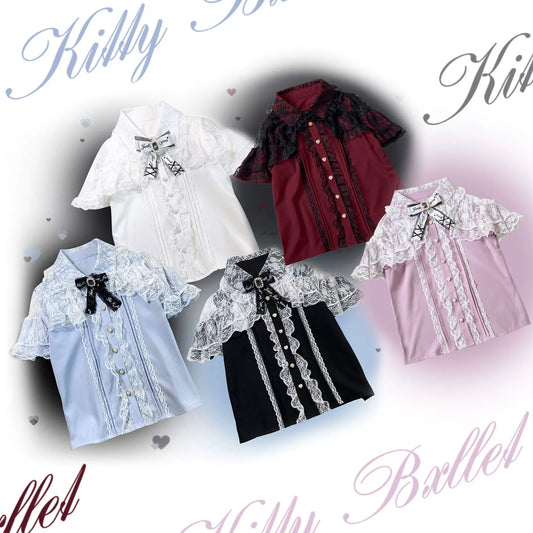 KittyBxllet Original “Love Princess Xin Sha / Short Sleeve” Lace Crop Top Shirt