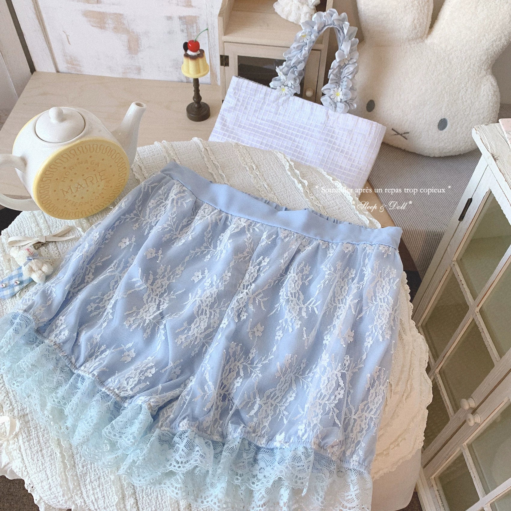Last-Call Sweet Ruffled Hem Puff-Sleeve Lace Bow Embroidered Pure-Desire Tiered Princess Dress
