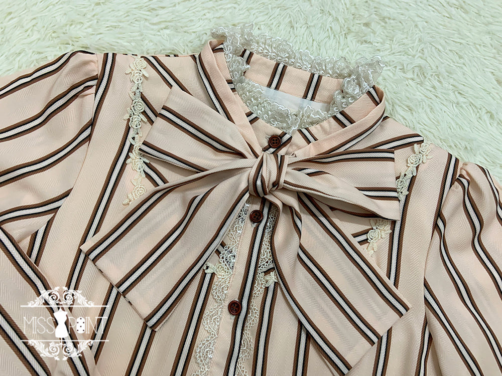 Chocolate Daily Light Sweet Stripe Lolita Blouse