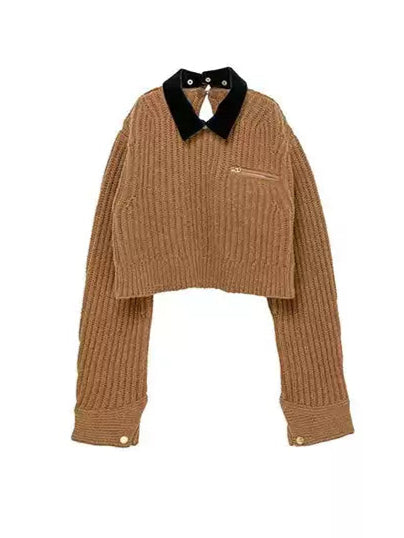 Retro fashionable Polo collar sweater