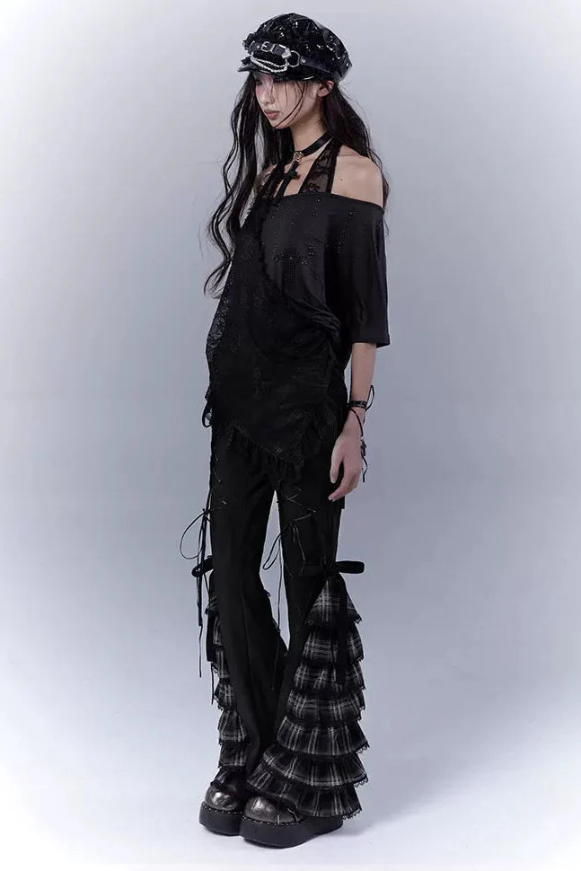 Check Lace Slimming Pants