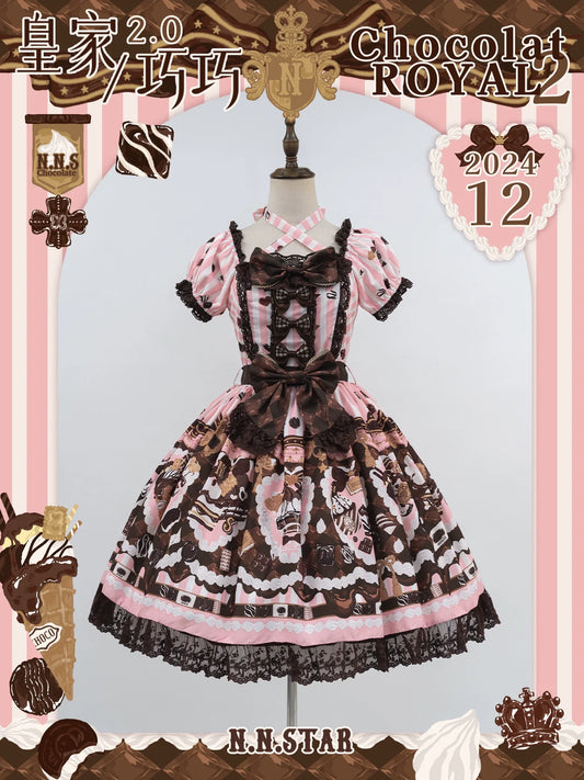 Sweet Lolita Dress Suit Cute Print Lolita OP and JSK (Long) Pink OP only