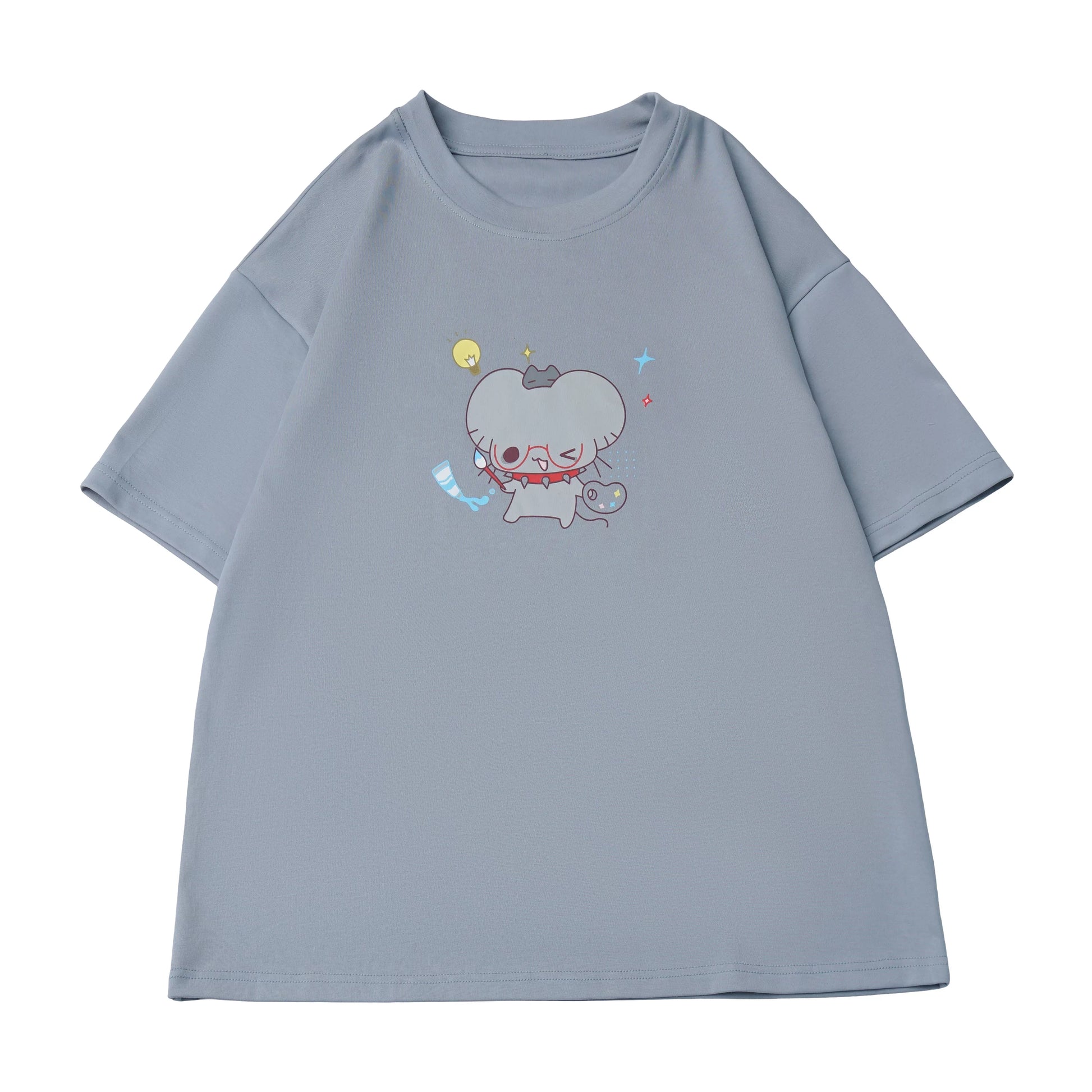 Pinksavior 【Sunny Diary】 Mouse Cartoonist Graphic Art Student Design-Feel T-Shirt Shirt Slimming Suit Set