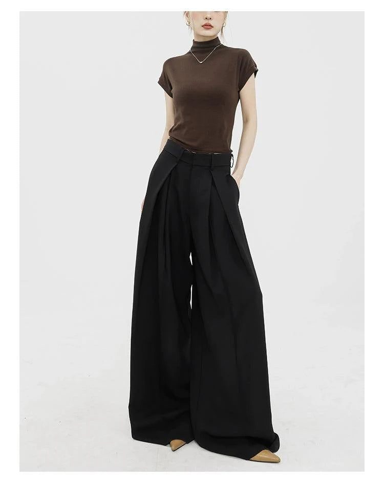 Dramatic Noir Wide-Leg Palazzo Pants
