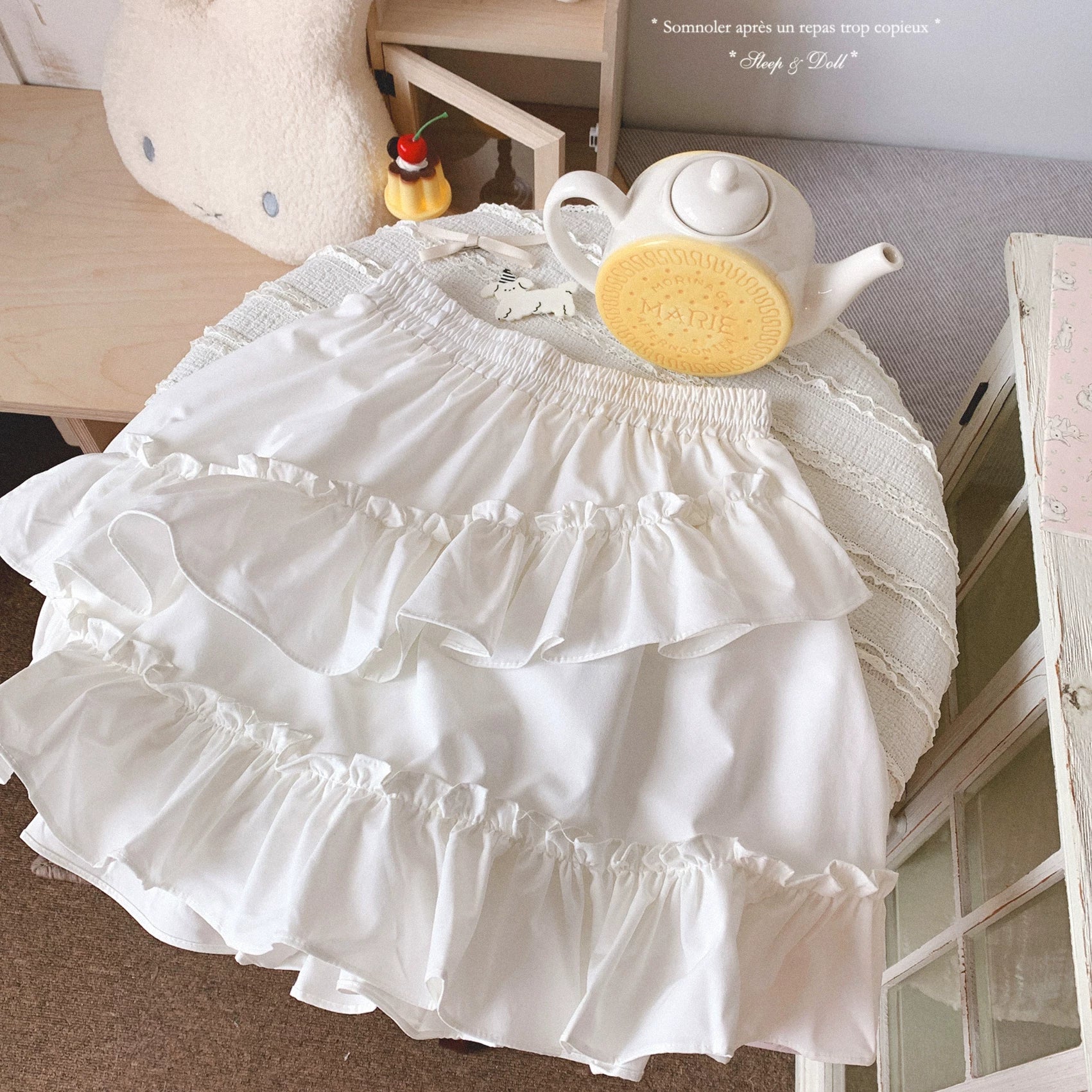 Last Stock ruibb*t Irregular Ruffle Sweet High-Waist Versatile Layered Cake Midi Skirt