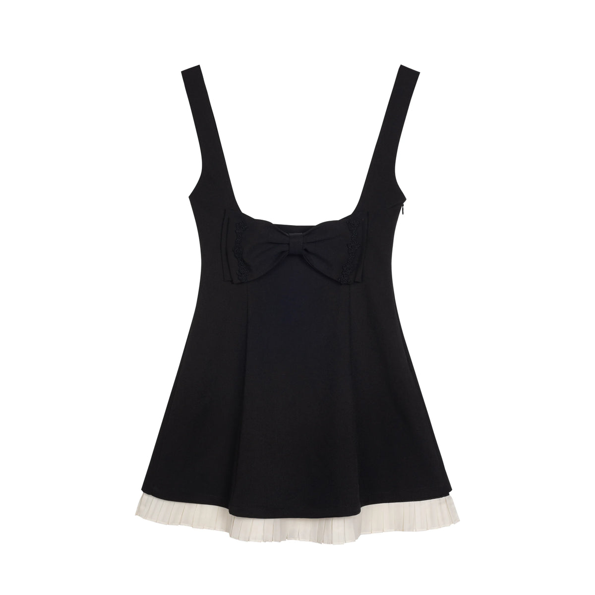 dollringheart Black Hepburn-Style Sleeveless Dress with Bustier Straps, Reversible Two-Way Design, Elegant Lady Style - Black