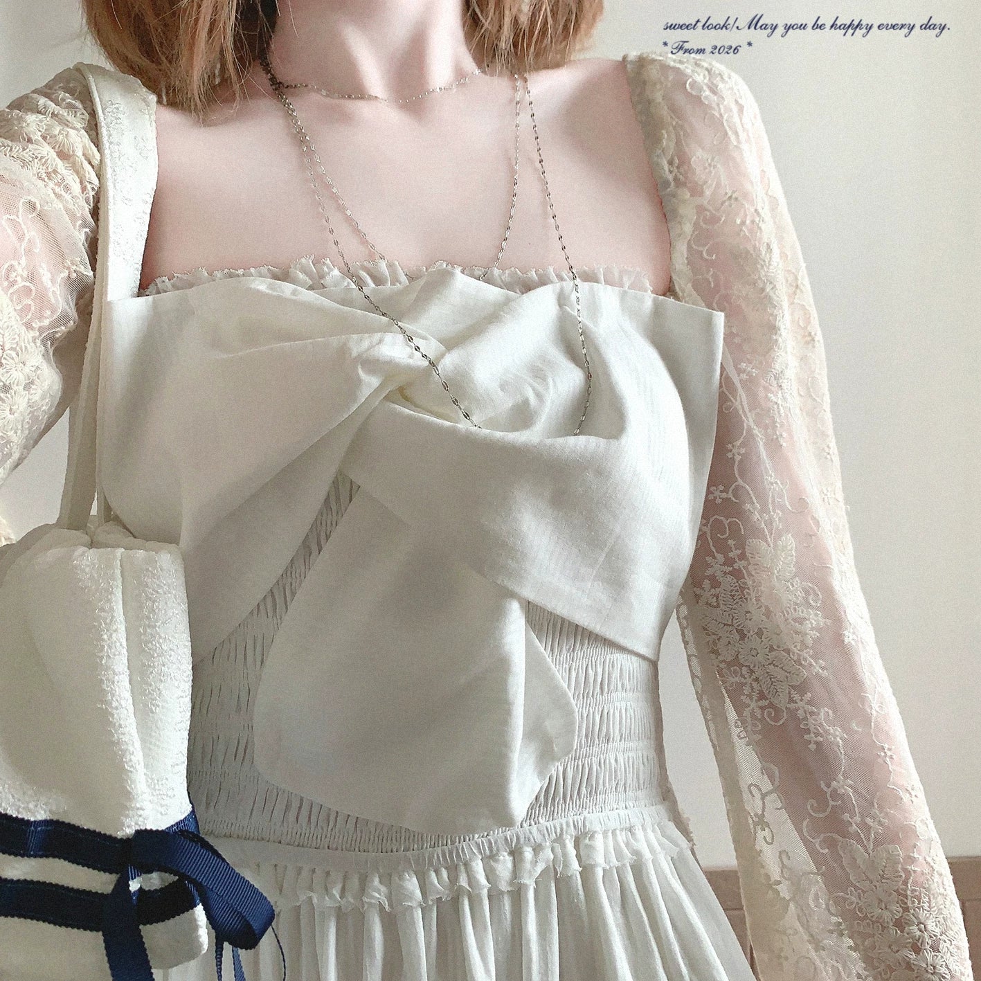 Last-Season Clearance yxt* Pure Desire French-Style Tie-Waist Pleated Bustier Midi Dress with Vertical Texture and Slit