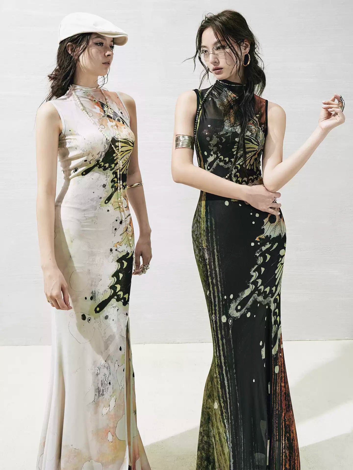 Hand-painted Butterfly Cheongsam Slit Dress