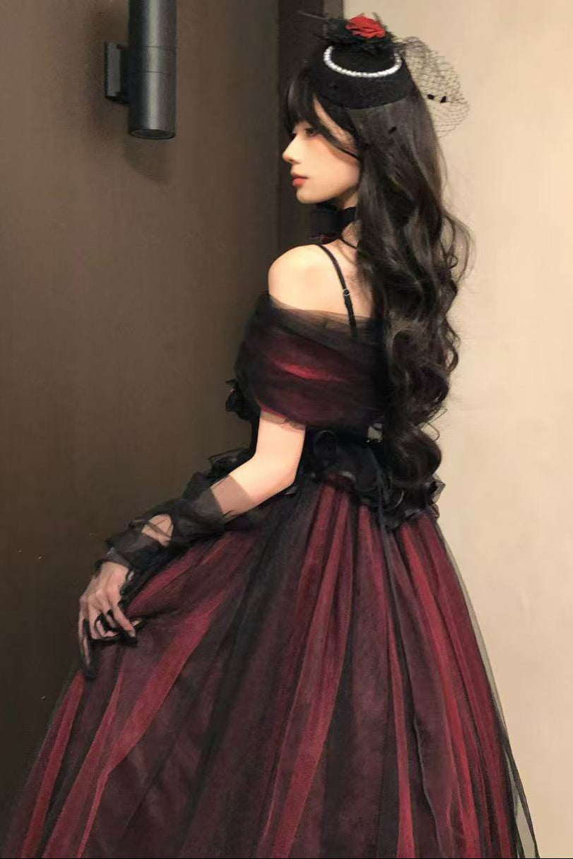 Dark Elegant Tulle Dress + Hat