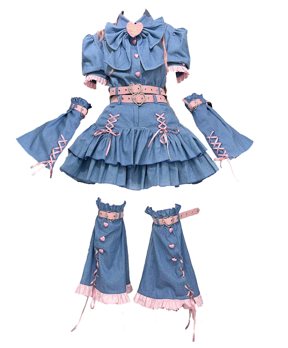 Y2K Sweet Girl Kos Plan Setup 4 -piece Set Light blue (no belt)