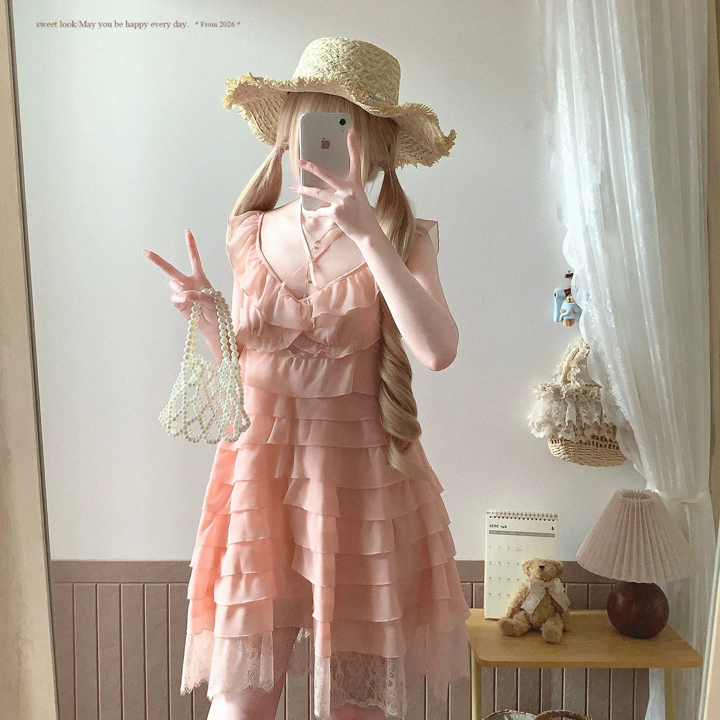 Final-stock Tiered Cake Lace Sweetheart Flounce Layered Sleeved Dress