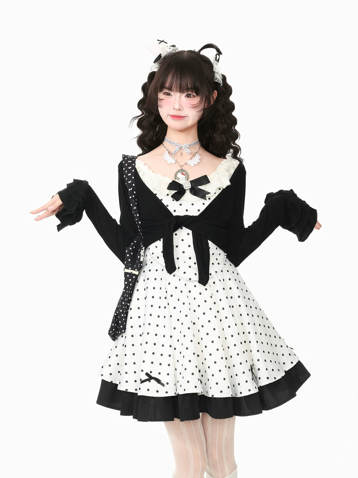 Blue Ghost Park Languid Park Korean-Style Two-Piece Set for Women: Cardigan and Dress, Elegant Autumn Outfit
