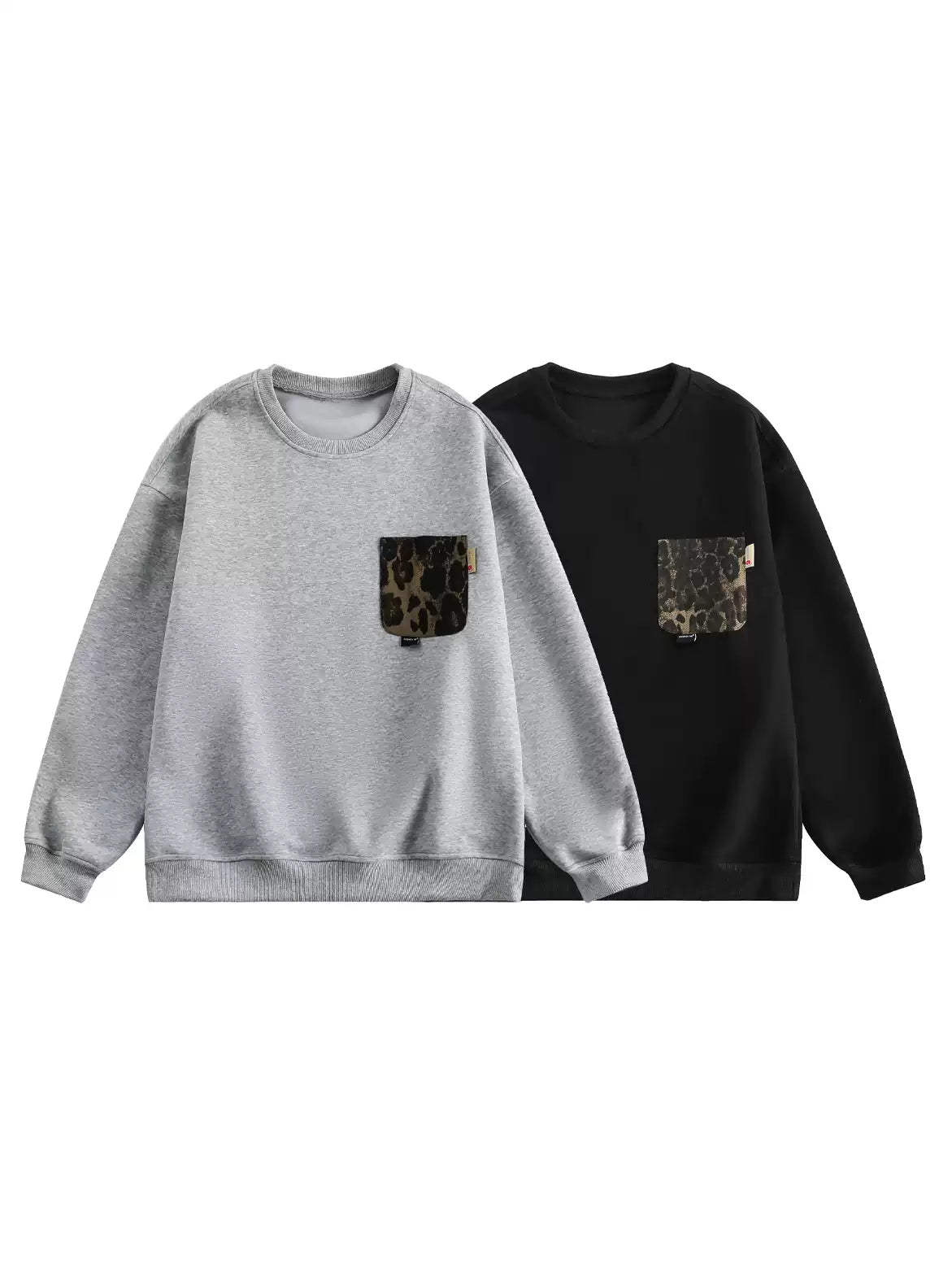 American retro all-match leopard print pocket sweatshirt