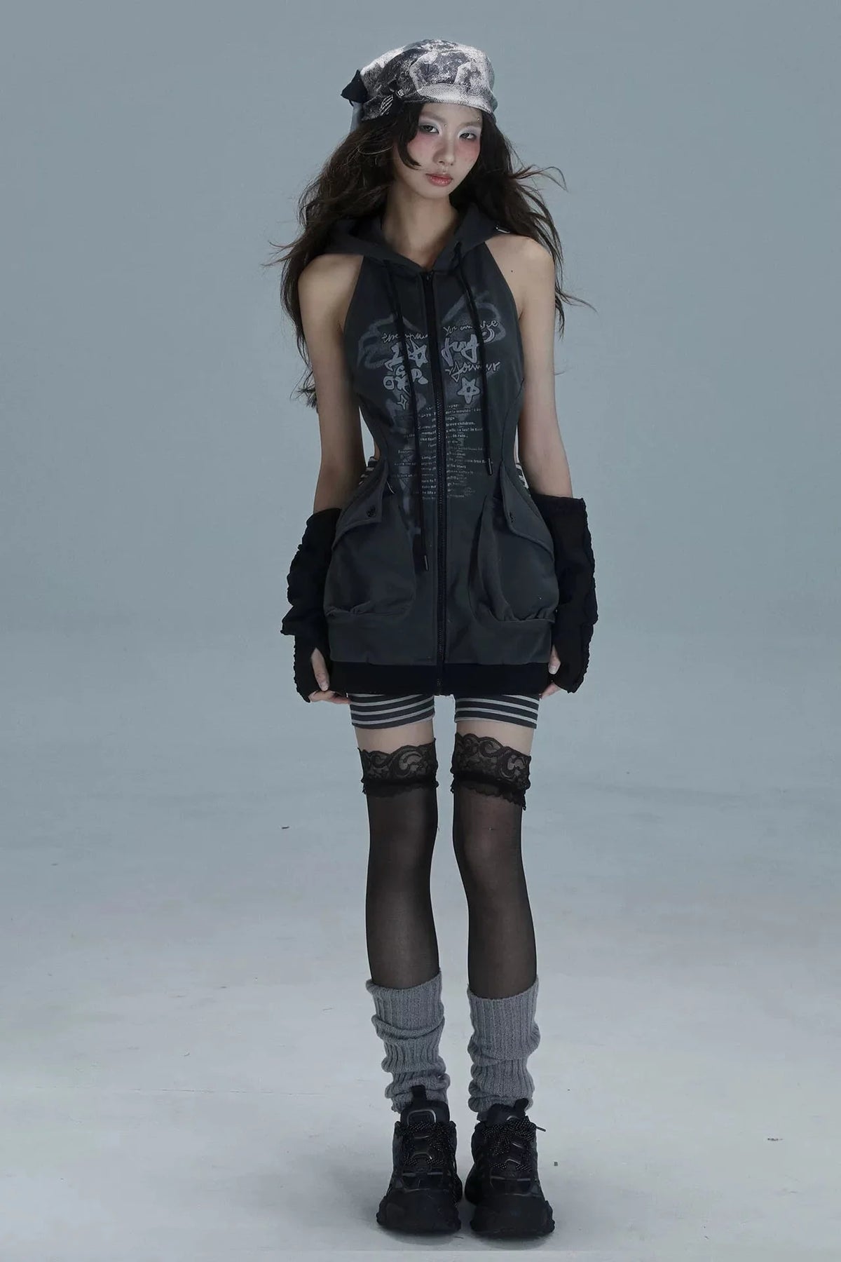 Sleeveless Hoodie Zip Dress