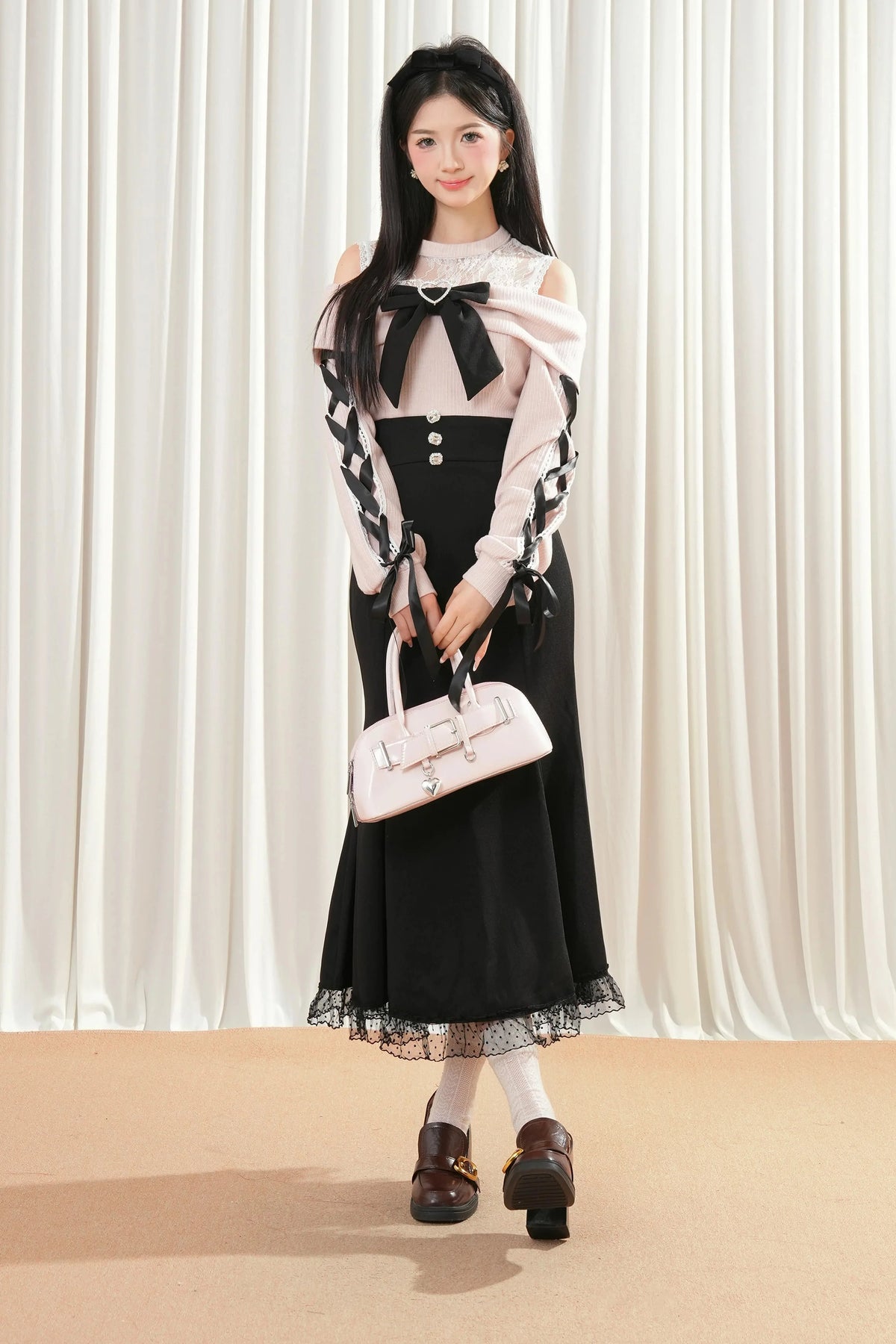 Black Bow Off-Shoulder Dress