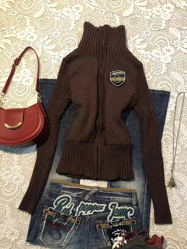Brown Slim Thick Sweater Coat