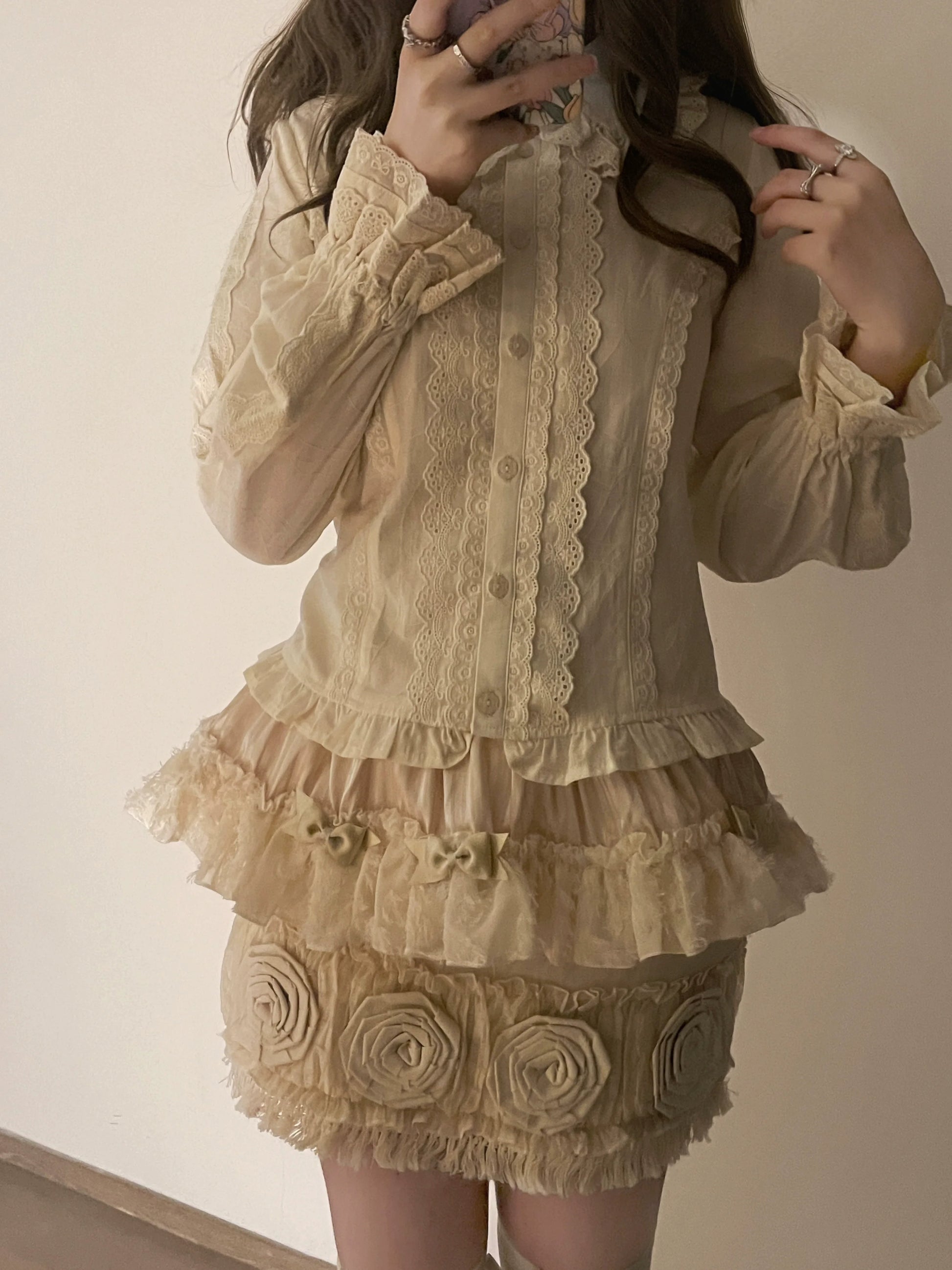 Kawaii Lolita Blouse Soft Girl Bubble Puff Sleeve