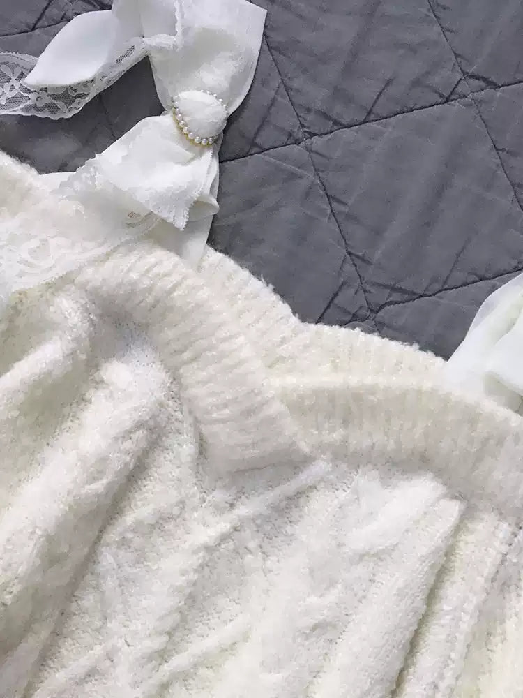 French Bows White Sweater