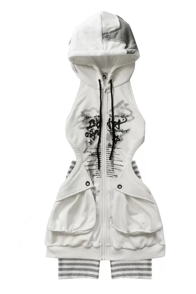 Sleeveless Hoodie Zip Dress