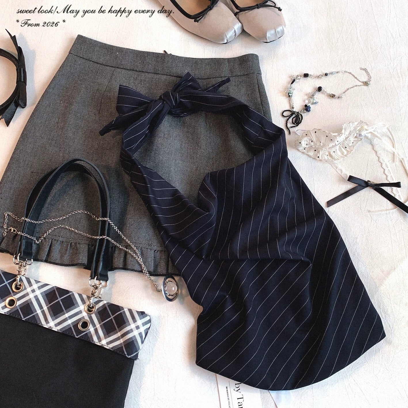 Final-Call Sale ski* Sexy Pure-Desire Y2K Babe Tie-Up Bandeau Halter Stripe Print Backless Top