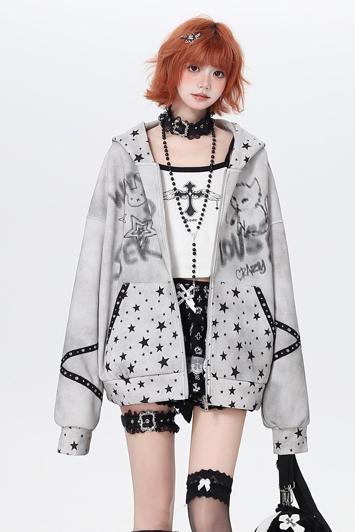 Devil Star Graffiti Hooded Jacket