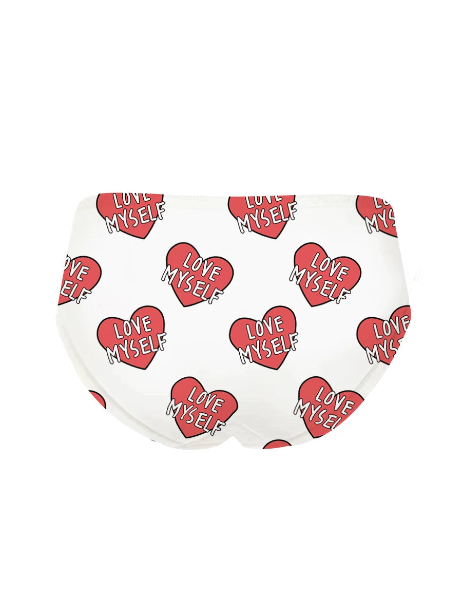 Ins Style American-Sexy Pure-Cute Ice-Silk Printed Underwear for Women, Cotton Gusset, Peach-Butt Low-Rise, Breathable, Seamless, Lightweight