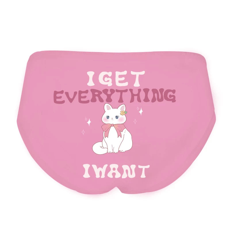Original Japanese-Inspired Ice Silk Panties for Girls—Bunny Print, Cotton Gusset, Sexy High-Elastic Mid-Rise “Purebutt” Hip-Hugging Cartoon Briefs, Spicy Babe Style
