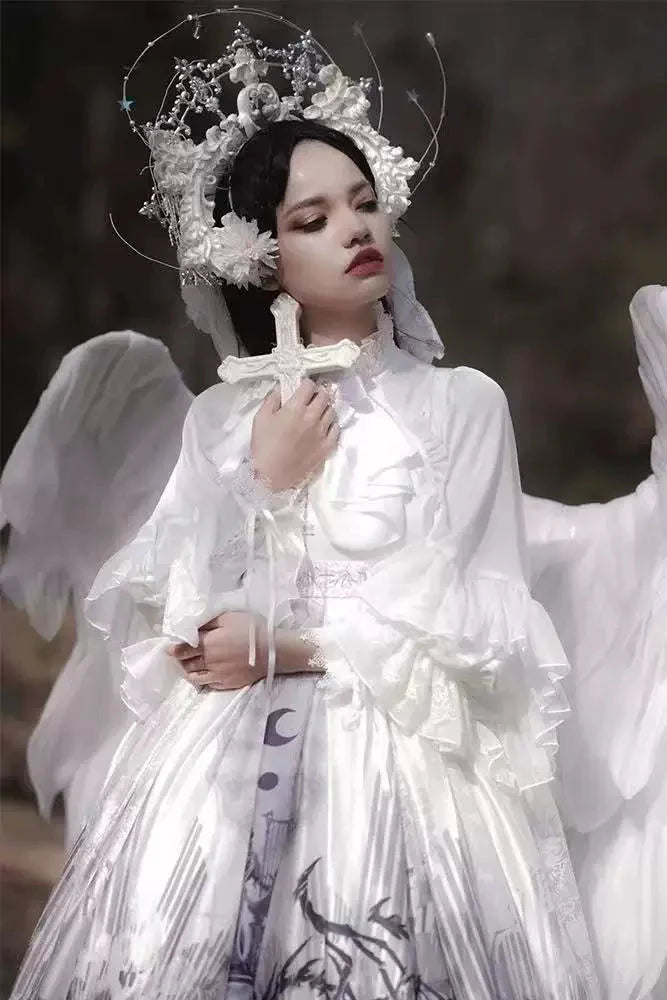 Moon Night Bat Wing Blouse + Brooch