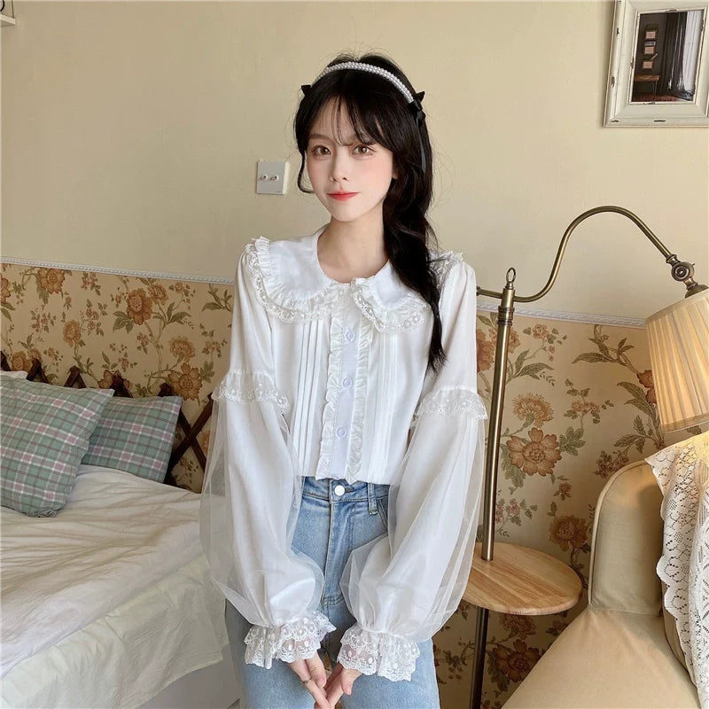 Sweet Lolita Shirt White Doll Collar Shirt