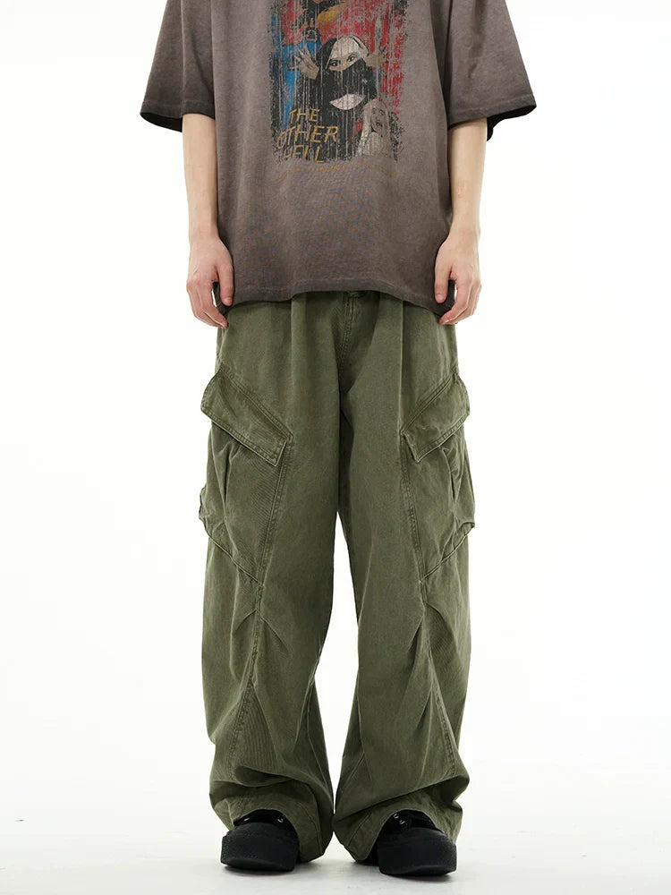 Classic Wide-Leg Straight Workwear Pants