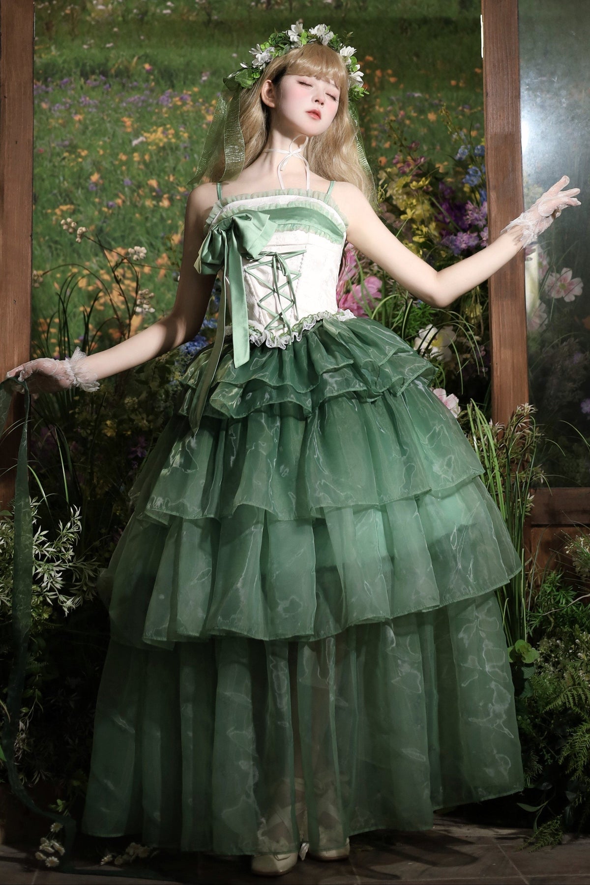 Lily Wisteria Elegant Top + Ruffle Skirt