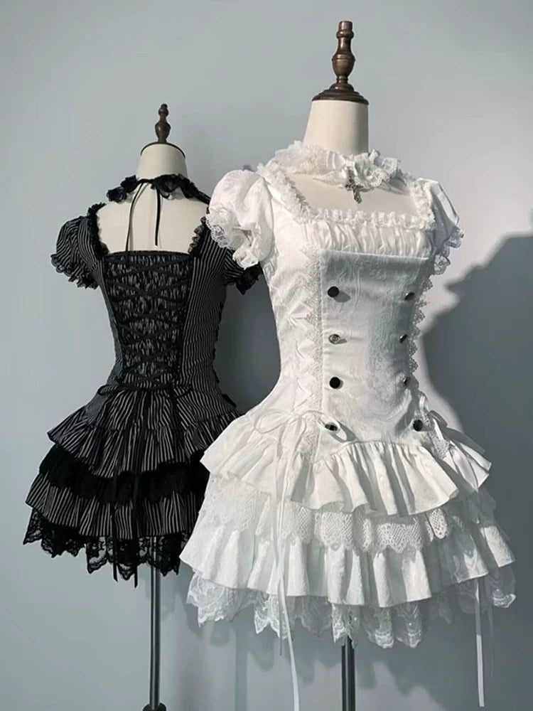 Letters and Poems · Xiaoyuan | Sweet Cool Four-Part Puffy Skirt Dog Short OP Bowler Hat Hand Sleeves Twin Set for Women