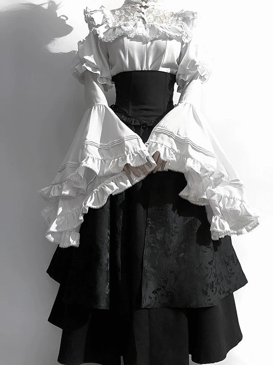 Enamel “Madame” Lolita Gothic-Style Skirt & Nun Cosplay Dress for “Sk” + French OC New Year Outfit, Plus Size