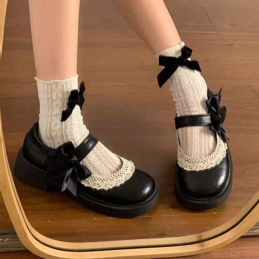 Versatile Japanese JK Mary Jane Shoes for Women, 2025 Summer New Style with Bow Detail, Chunky Platform Loafers, Easy to Pair with Dresses
