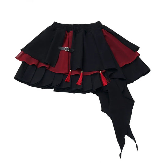 Dark Detachable Fur Jacket + Skirt + Pants Skirt