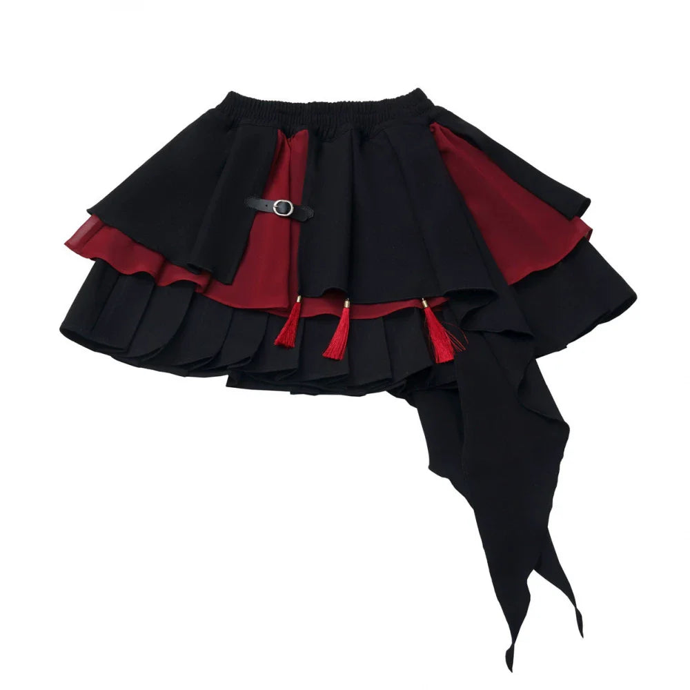 Dark Detachable Fur Jacket + Skirt + Pants