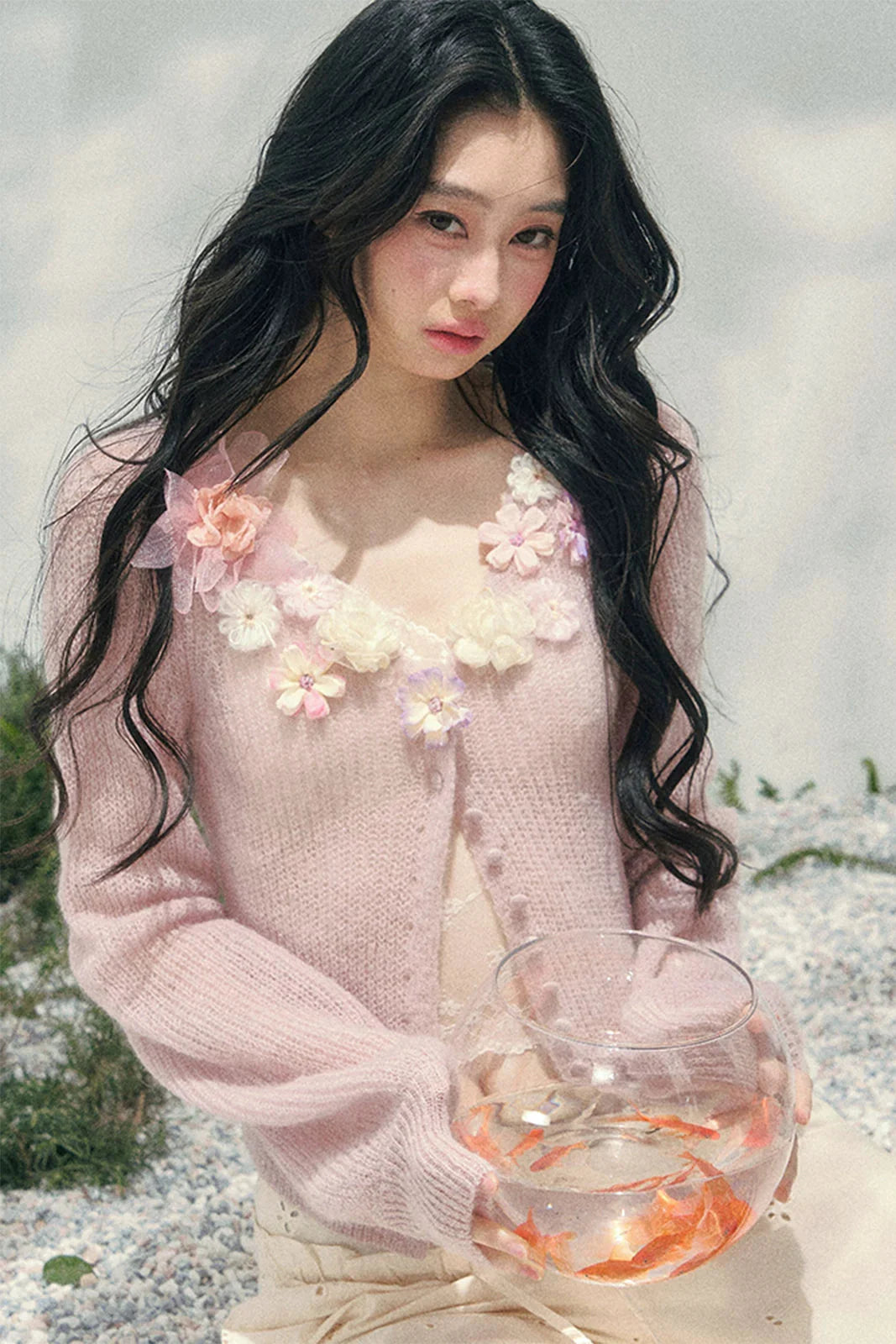 3D Floral Cardigan + Camisole