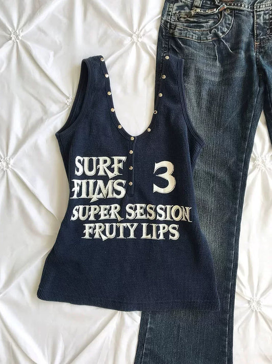 Vintage American-Inspired Navy Blue Sleeveless Top for Women, Chic and Elegant Layering Camisole, Premium Feel 2026