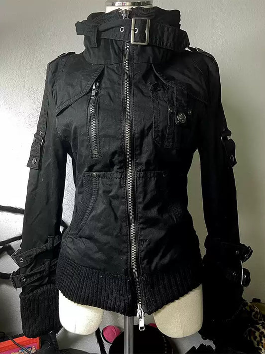 American retro black jacket
