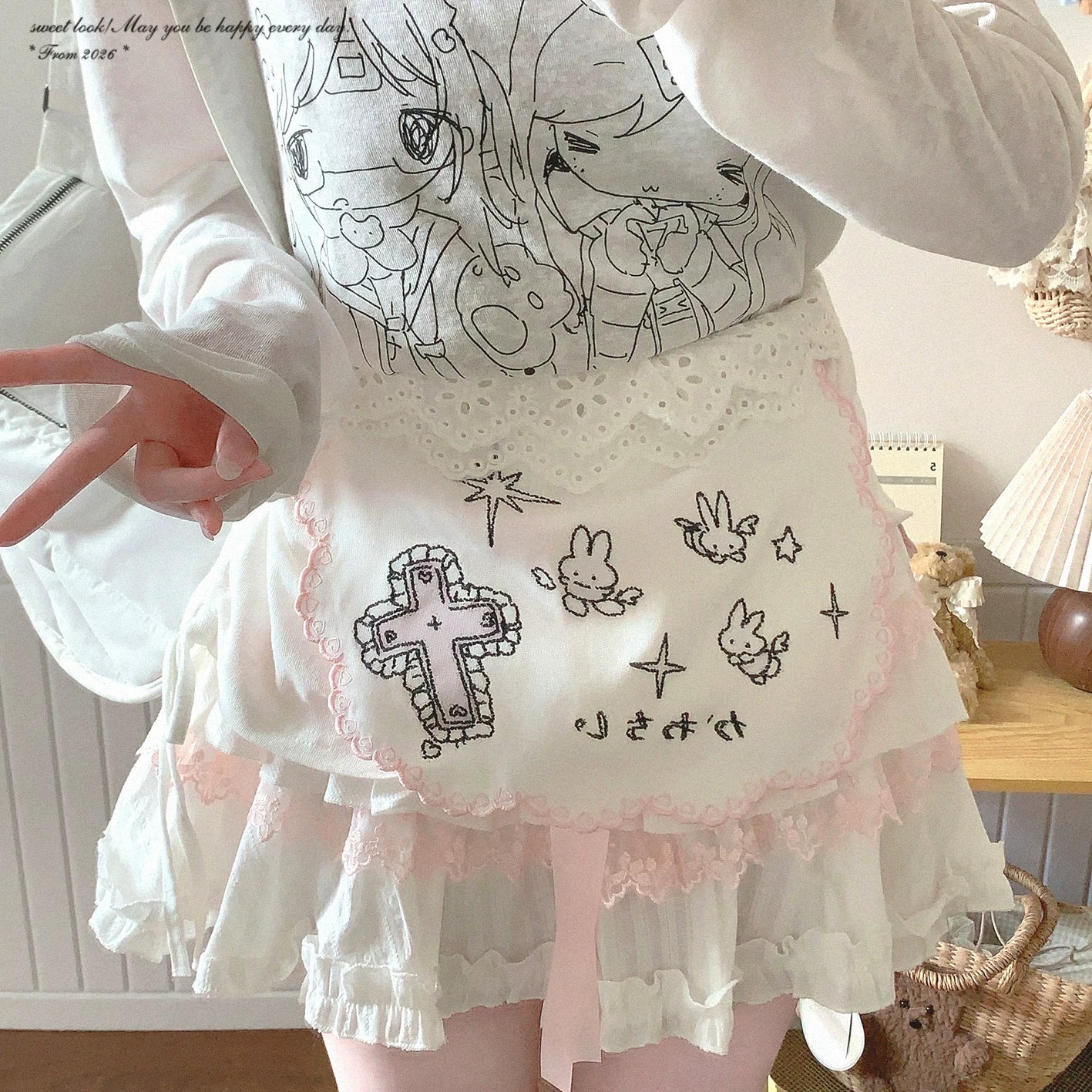 Last-Season Deal KB Sweet Layered Lace Ruffle Ribbon Tied Cute Cake Dress Skirt