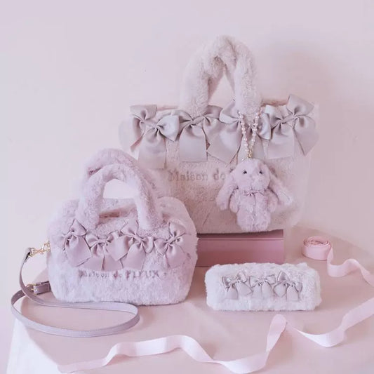 Plush Bunny Crossbody Bag | Cute Bow Detail Rabbit Bag for Women