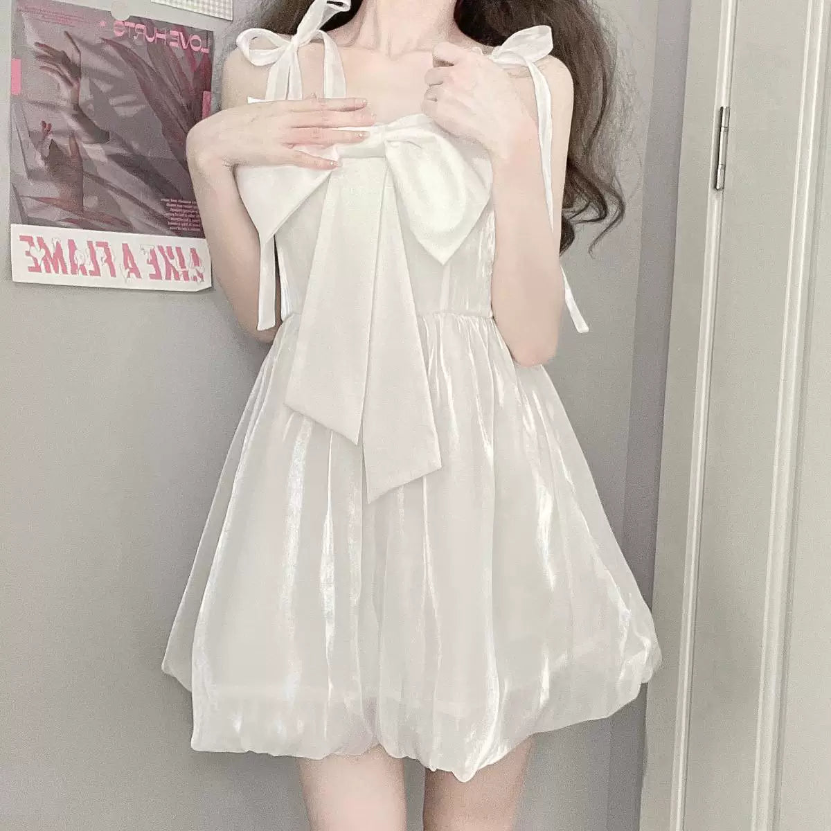 Princess Puff Sleeve Tulle Dress | Bow Corset Fairy Dress for Women