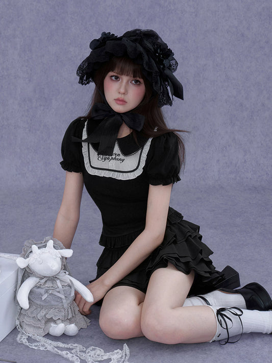 SagiDolls Girls Spirit #Photo Poster Plush #Dark Doll Off-Shoulder Short-Sleeve T-Shirt Top Lolita Sweet & Cool Cute