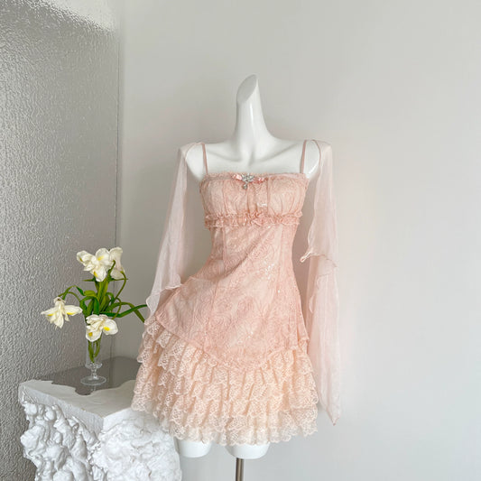 MeiYu Handmade Jade Thread Floral Dress Summer Pure & Sexy Style, Sexy, Small-Design Statement Midi Dress R7253F