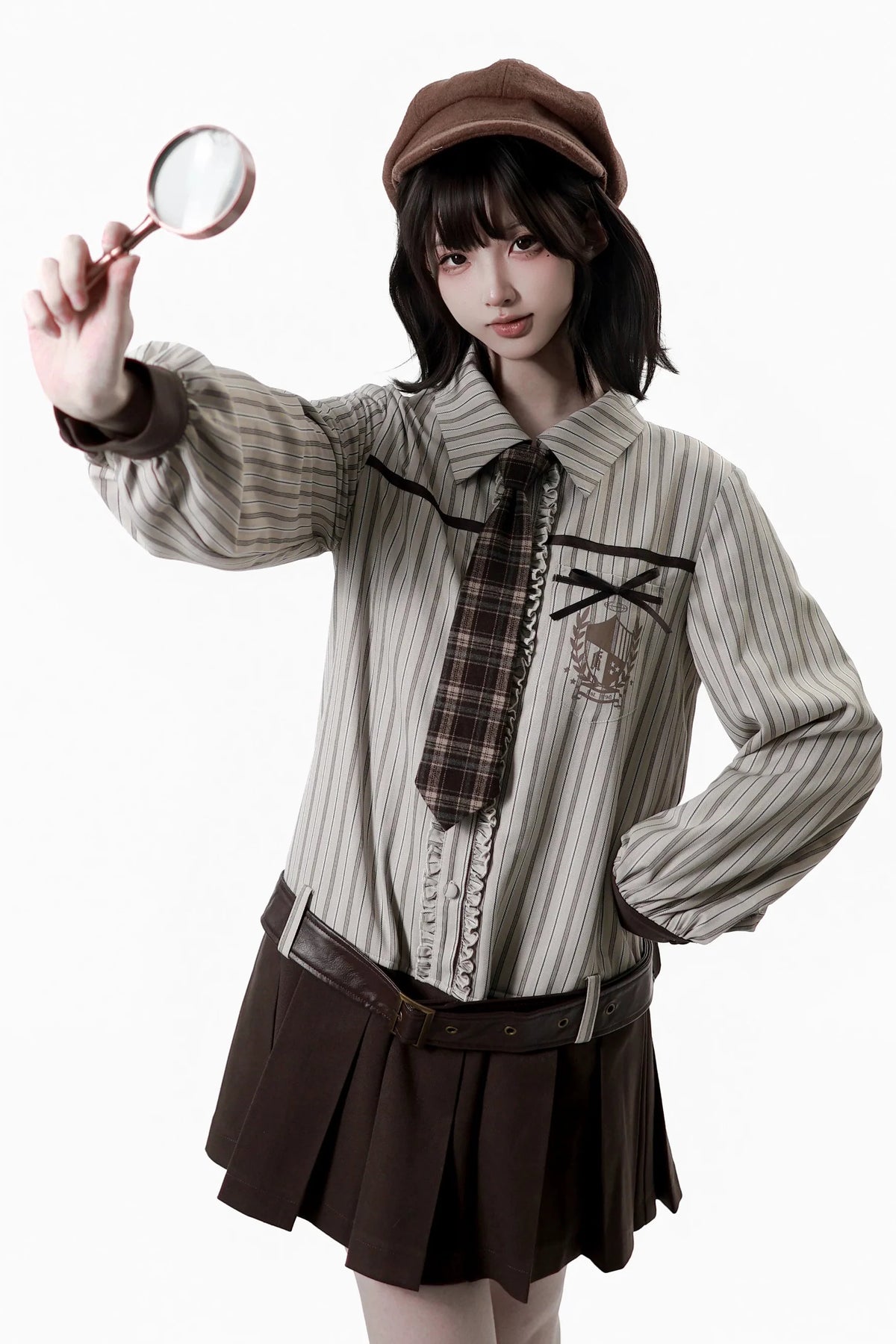 Striped Shirt Dress + Shirt + Cargo Pants + Tie