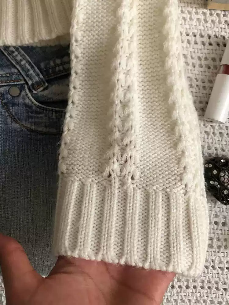 Retro White Hooded Sweater
