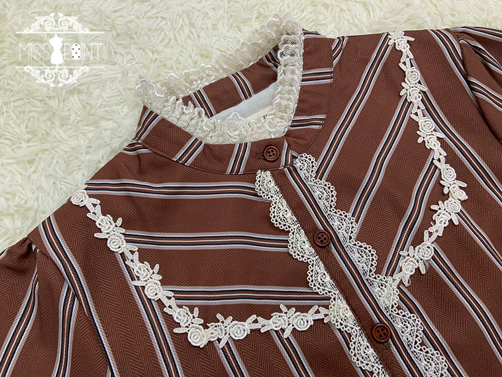 Chocolate Daily Light Sweet Stripe Lolita Blouse