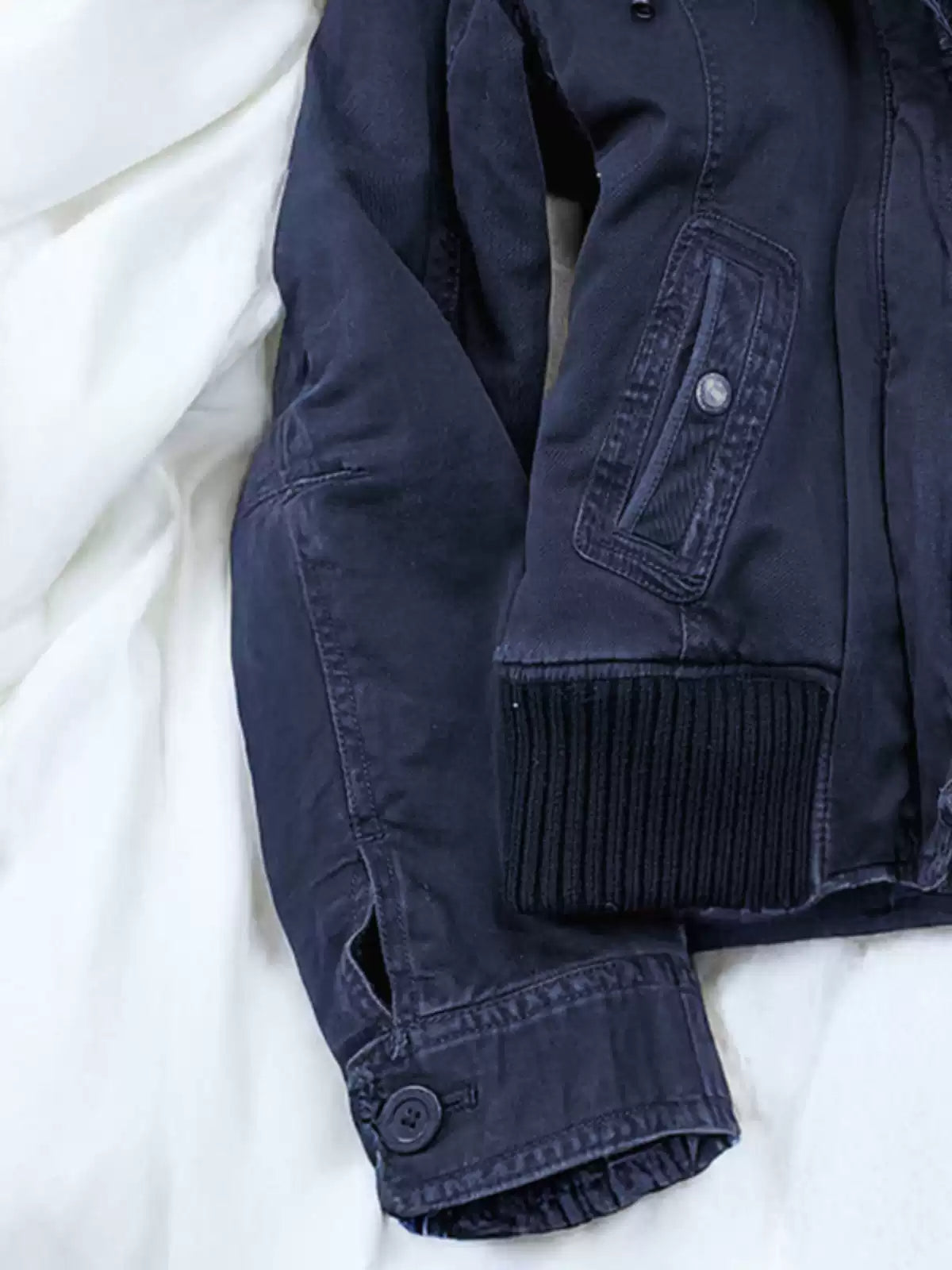 blue lamb wool hooded jacket