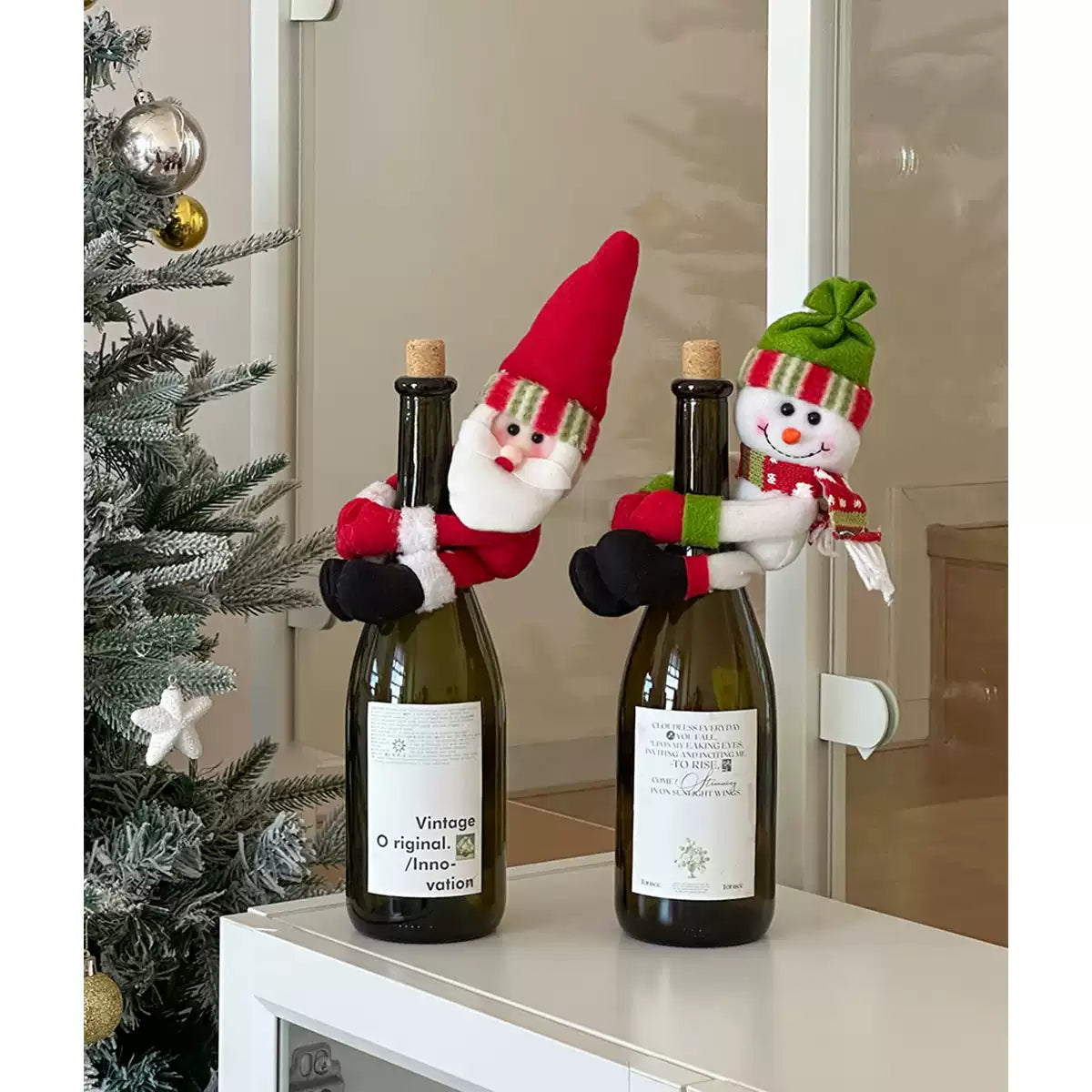 Christmas wine bottle knitted set